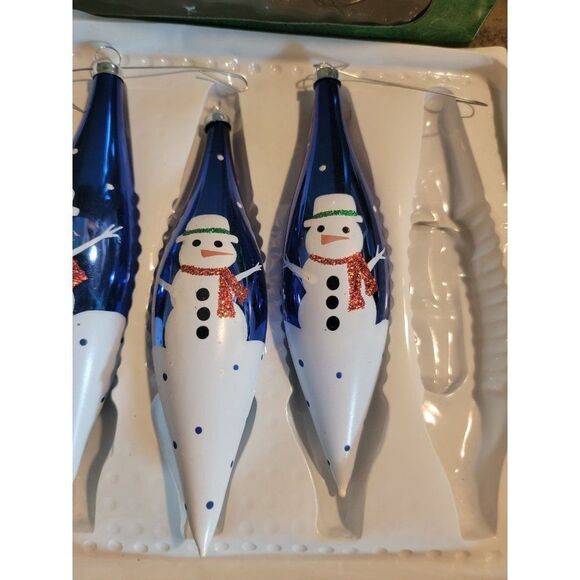 Christmas trimmeries Bradford Snowman blue long sickle ornament Xmas Decor set - Picture 4 of 6